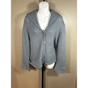 Amore Sweater Womans Large  Blue  Mohair Cardigan Button Causal